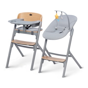KINDERKRAFT SELECT - Bērnu ēdamkrēsls 3 vienā LIVY Premium ozolkoka + atpūtas krēsls CALMEE