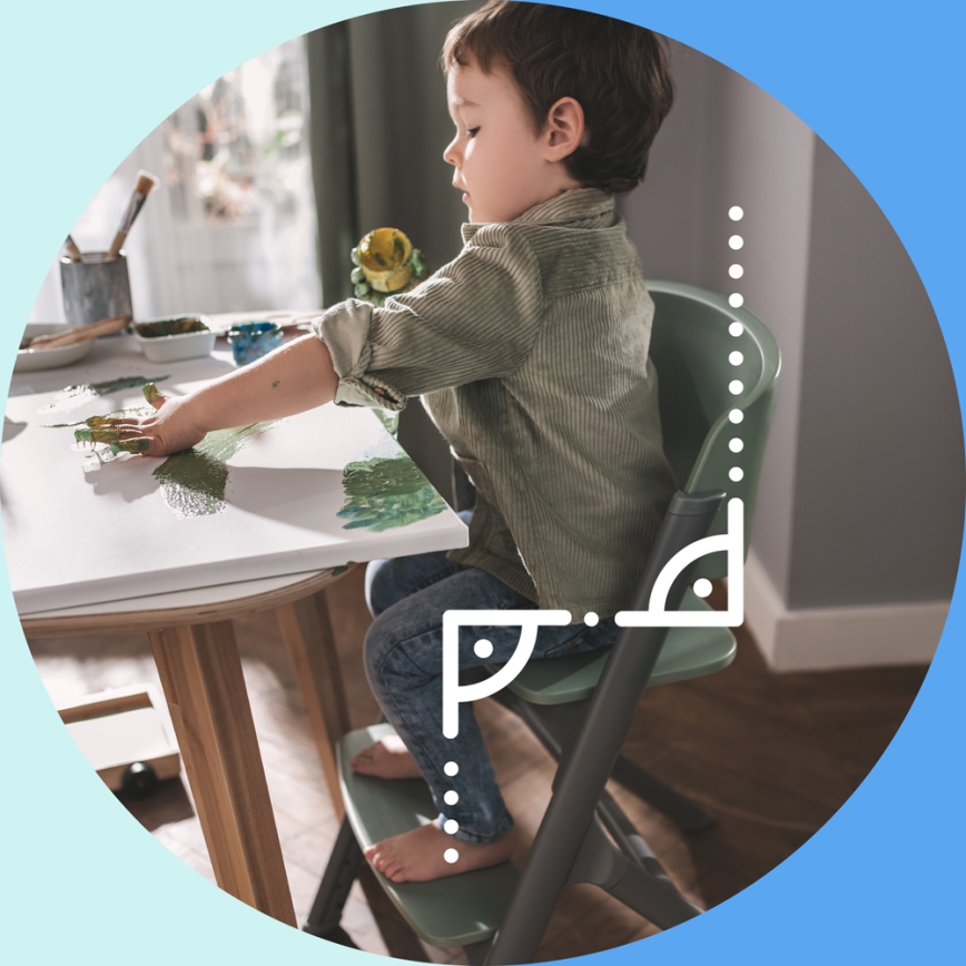 KINDERKRAFT SELECT - Bērnu ēdamkrēsls 3 vienā LIVY Premium ozolkoka + atpūtas krēsls CALMEE