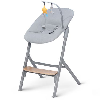 KINDERKRAFT SELECT - Bērnu ēdamkrēsls 3 vienā LIVY Premium ozolkoka + atpūtas krēsls CALMEE