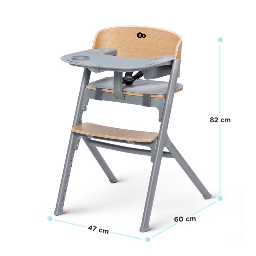 KINDERKRAFT SELECT - Bērnu ēdamkrēsls 3 vienā LIVY Premium ozolkoka + atpūtas krēsls CALMEE