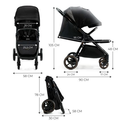 KINDERKRAFT SELECT - Bērnu ratiņi MITZY Ink melna