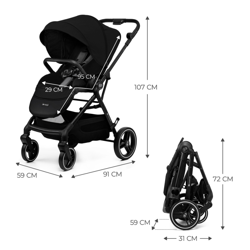 KINDERKRAFT SELECT - Bērnu ratiņi YOXI Pure melna
