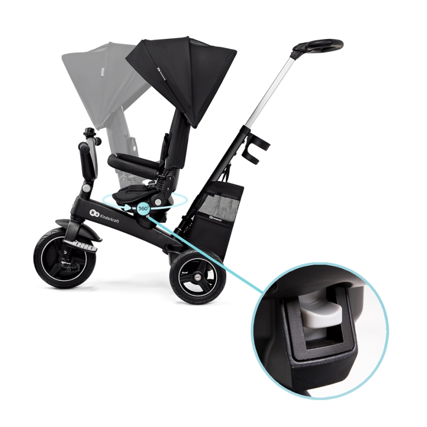 KINDERKRAFT SELECT - Bērnu trīsritenis 5in1 EASYTWIST Premium melna