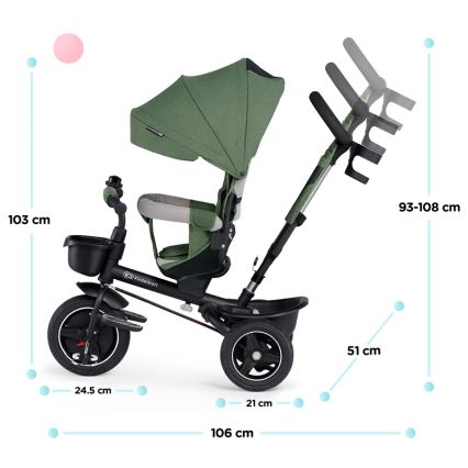 KINDERKRAFT SELECT - Bērnu trīsritenis SPINSTEP Premium zaļa