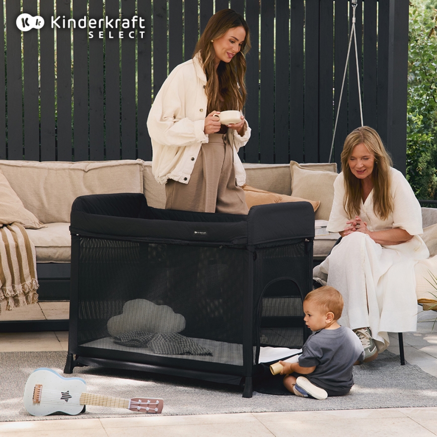 KINDERKRAFT SELECT - Ceļojumu gultiņa MOON DREAM melna