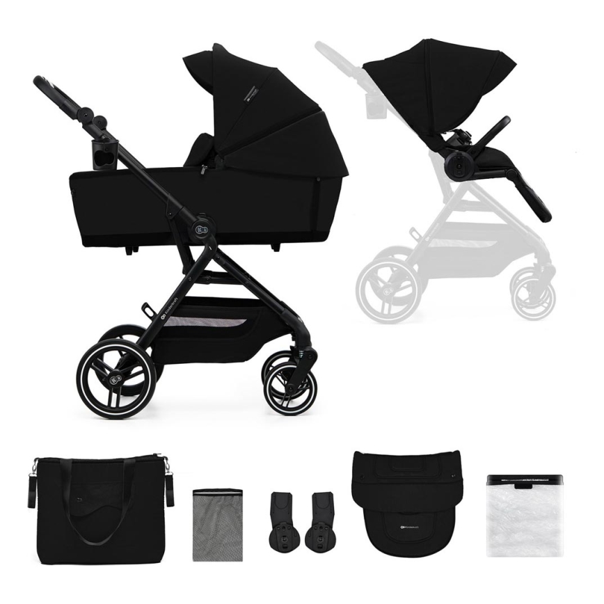 KINDERKRAFT SELECT - Kombinētie ratiņi 2in1 YOXI Pure melna