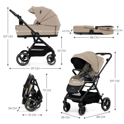 KINDERKRAFT SELECT - Kombinētie ratiņi 2in1 YOXI Sand bēša