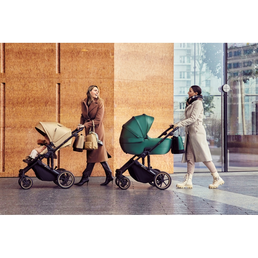 KINDERKRAFT SELECT - Kombinētie ratiņi 3in1 PRIME 2 Premium Sandrose bēša + autokrēsls