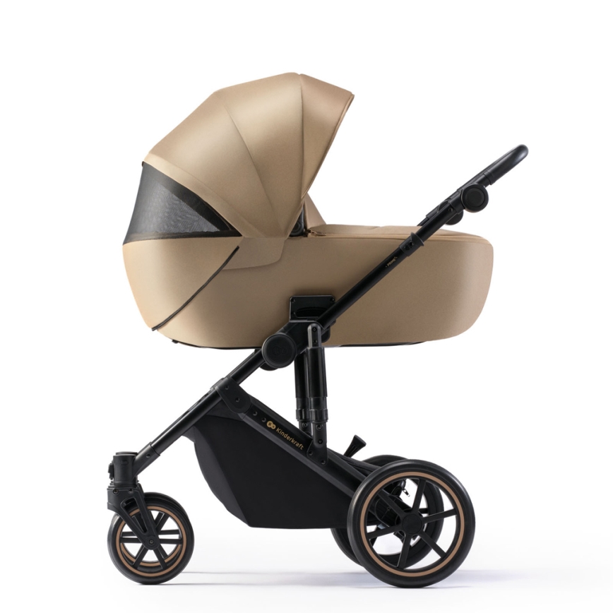 KINDERKRAFT SELECT - Kombinētie ratiņi 3in1 PRIME 2 Premium Sandrose bēša + autokrēsls