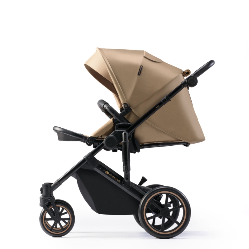 KINDERKRAFT SELECT - Kombinētie ratiņi 3in1 PRIME 2 Premium Sandrose bēša + autokrēsls
