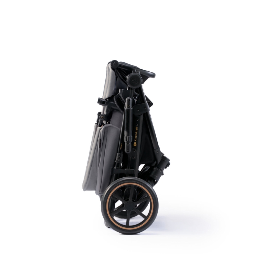 KINDERKRAFT SELECT - Kombinētie ratiņi 3in1 PRIME 2 Premium Shadow pelēka + autokrēsls