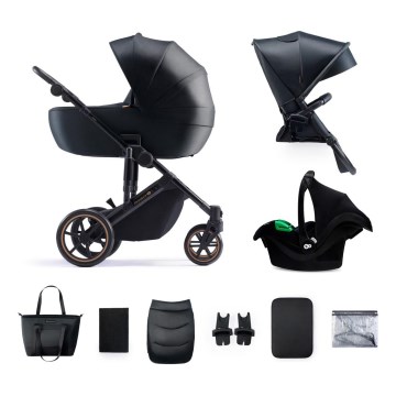 KINDERKRAFT SELECT - Kombinētie ratiņi 3in1 PRIME 2 Premium Venezian melna + autokrēsls