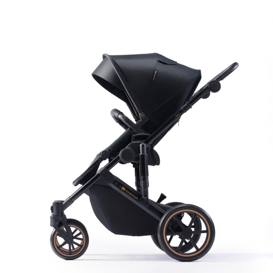 KINDERKRAFT SELECT - Kombinētie ratiņi 3in1 PRIME 2 Premium Venezian melna + autokrēsls