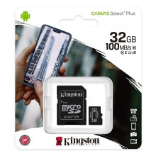 Kingston - MicroSDHC 32GB Canvas Select Plus U1 100MB/s + SD adapteris
