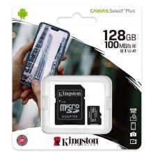 Kingston - MicroSDXC 128GB Canvas Select Plus U1 100MB/s + SD adapteris