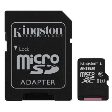 Kingston - MicroSDXC 64GB Canvas Select Plus U1 100MB/s + SD adapteris