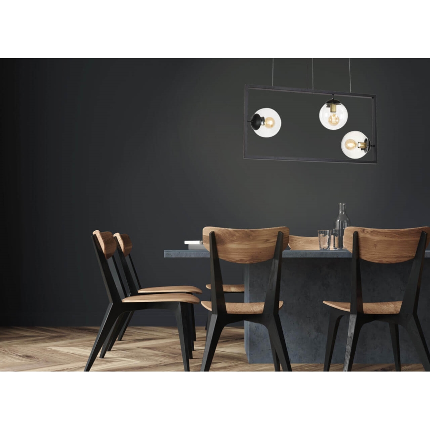 Lustra ar auklu REY 3xE27/7W/230V melna
