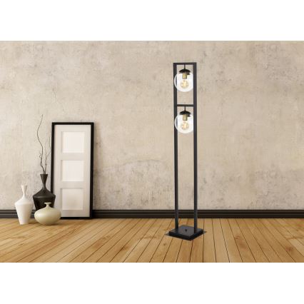 Grīdas stāvlampa REY 2xE27/7W/230V melna