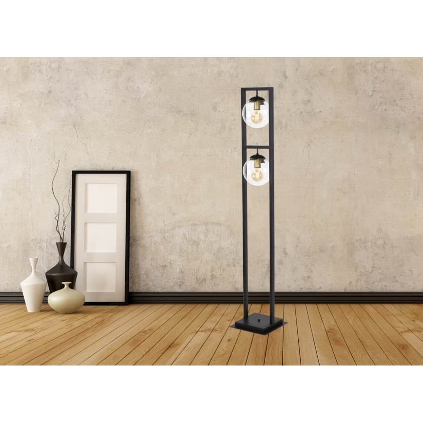 Grīdas stāvlampa REY 2xE27/7W/230V melna