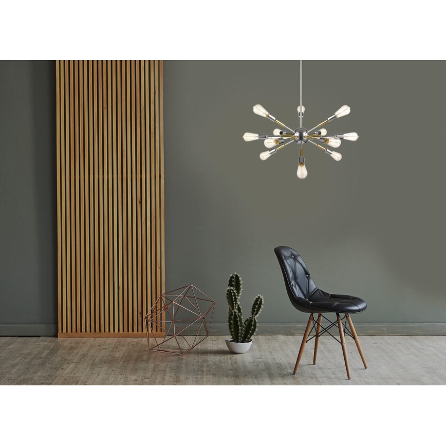Lustra ar stieni COMET 12xE27/11W/230V spīdīga hroma/zelta