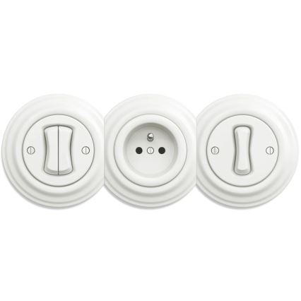 Kliklap - Antīka mājas kontaktligzda bez rāmja SCHUKO 230V/16A balta