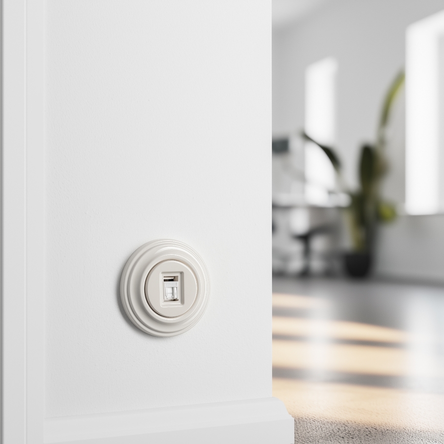 Kliklap - bēša retro datu ligzda ar rāmīti