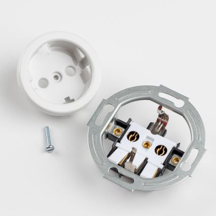 Kliklap - Dubultā retro kontaktligzda mājām ar rāmi SCHUKO 230V/16A, keramiska, balta