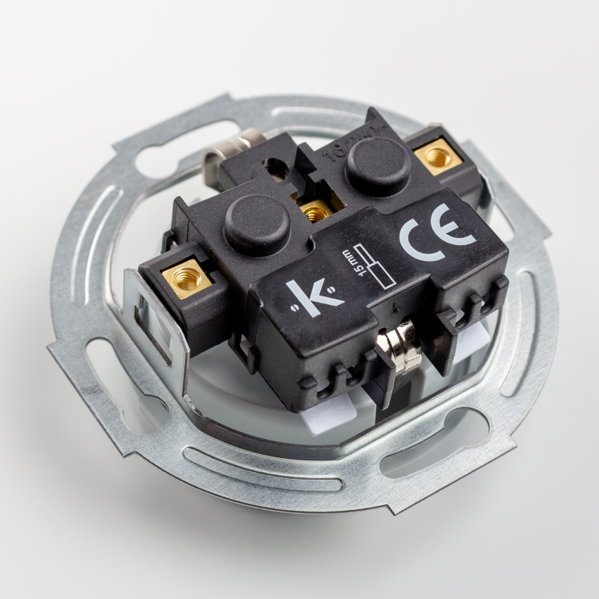Kliklap - Dubultā retro kontaktligzda ar rāmi SCHUKO 230V, pelēka