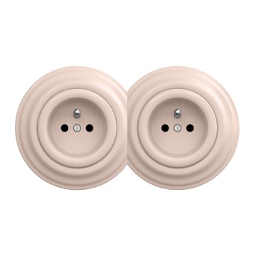 Kliklap - Dubultā retro kontaktligzda mājai ar rāmi 230V vecrozā