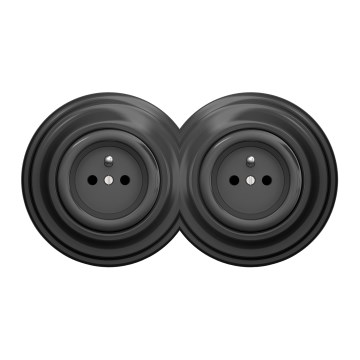 Kliklap - dubultā retro mājas kontaktligzda ar rāmi, 230 V, antracīta krāsā