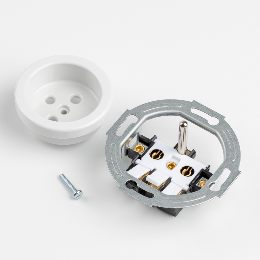 Kliklap - Dubultā retro mājas kontaktligzda ar rāmi 230V sniegbalta