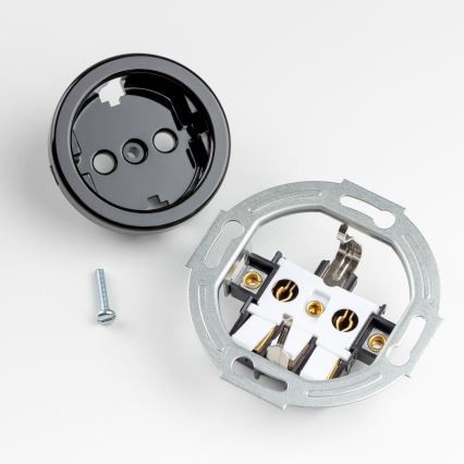 Kliklap - Dubultā retro mājas kontaktligzda ar rāmi SCHUKO 230 V melna