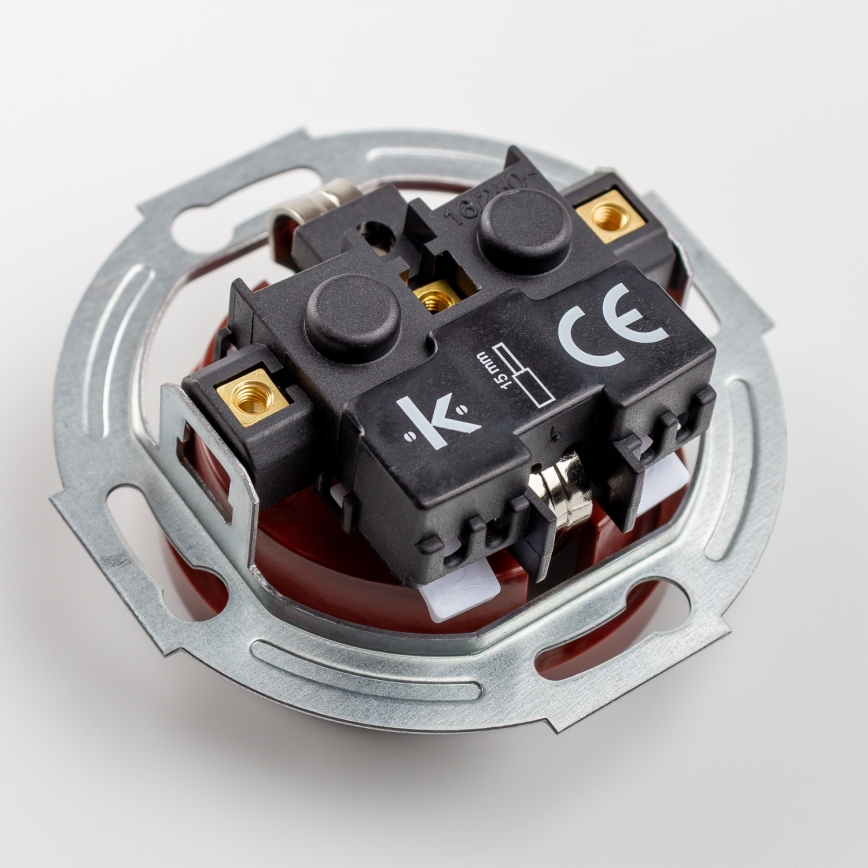 Kliklap - Dubultā retro mājas kontaktligzda ar rāmīti SCHUKO 230V brūna