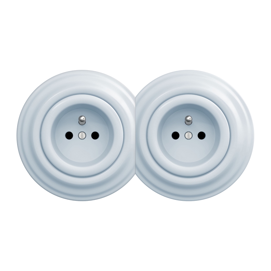 Kliklap - Dubultā retro rozete ar rāmi 230V zila