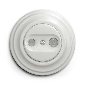 Kliklap - Retro abonenta rozete TV+R (caurlaide) ar keramisku rāmi, balta