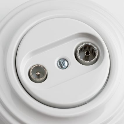 Kliklap - Retro abonenta rozete TV+R (caurlaide) ar keramisku rāmi, balta