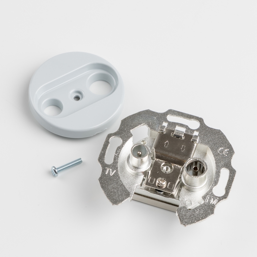 Kliklap - Retro abonenta rozete TV+R (gala) ar rāmi, pelēka