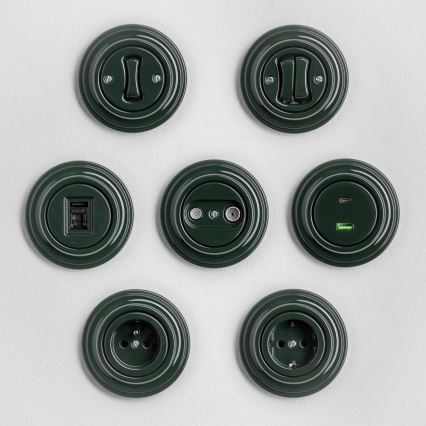 Kliklap - Retro abonenta TV+R rozete (caurlaide) ar rāmi, zaļa