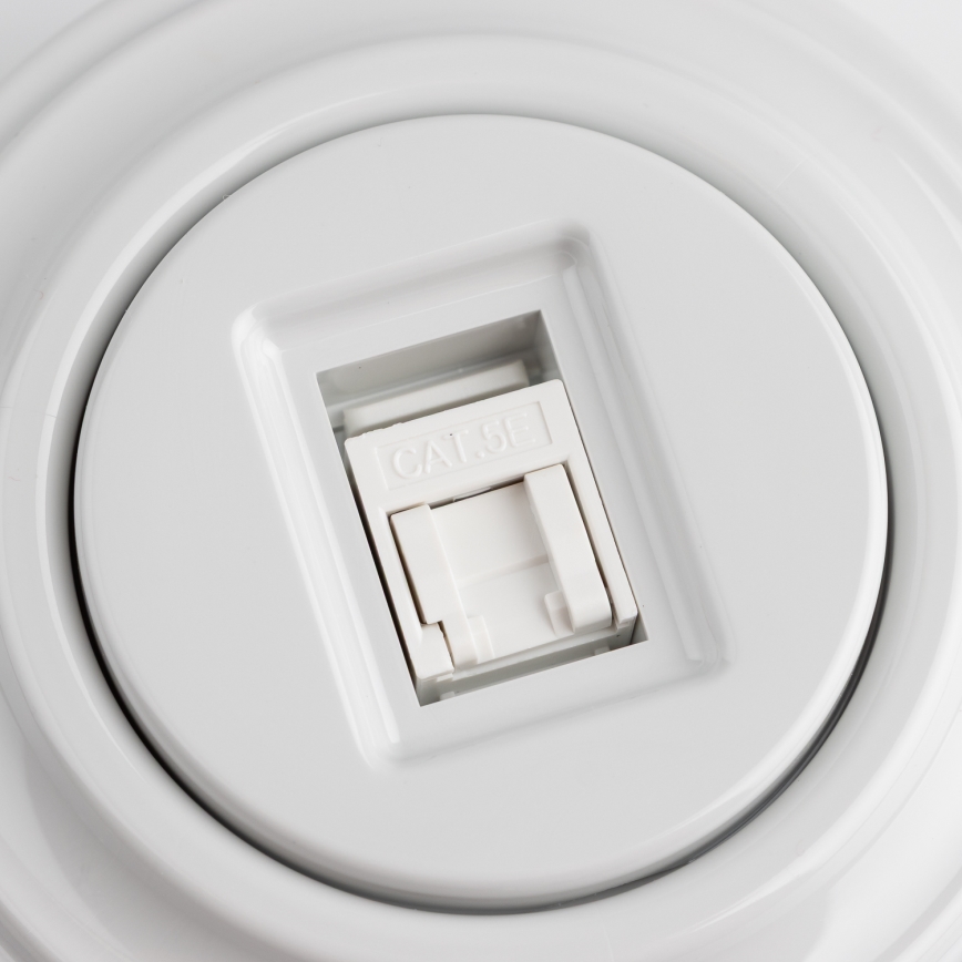 Kliklap - Retro datu rozete ar keramisku rāmi, balta