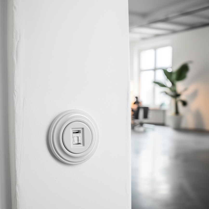 Kliklap - Retro datu rozete ar keramisku rāmi, balta