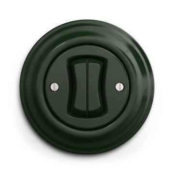 Kliklap - Retro divkāršais kāpņu slēdzis ar rāmi Nr. 6+6, zaļš