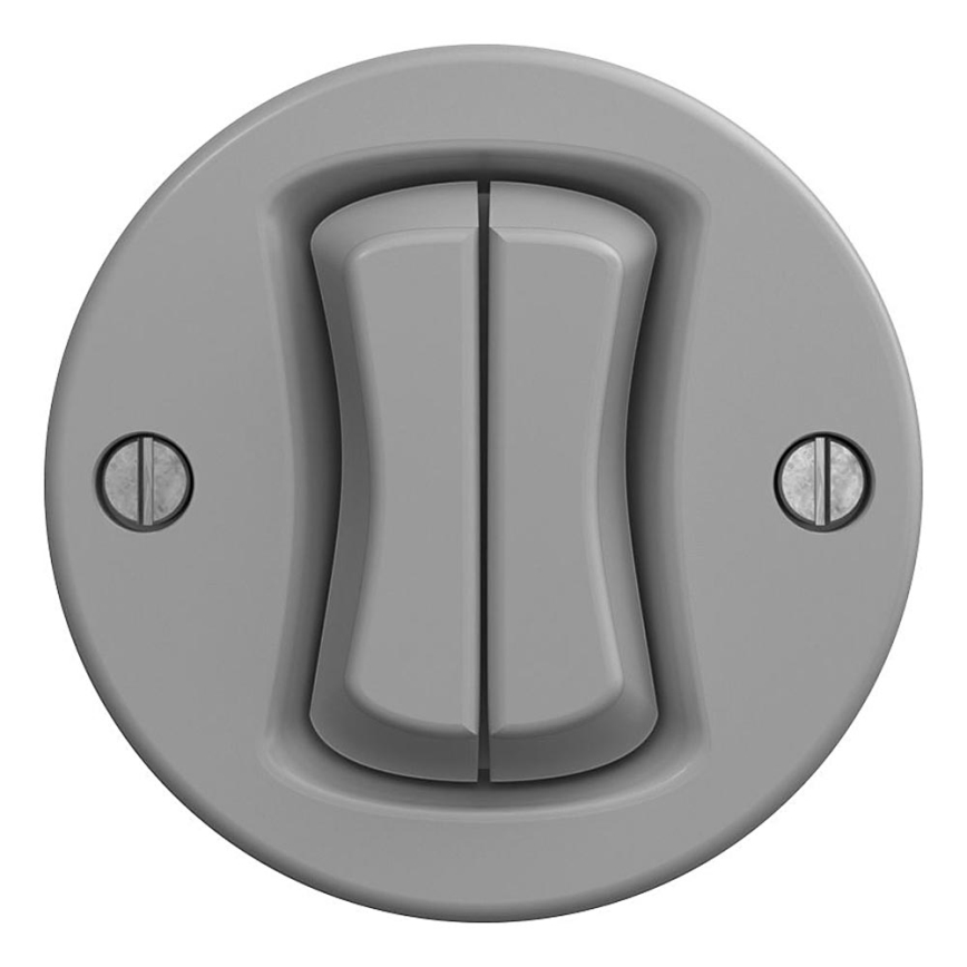 Kliklap - Retro divu pogu slēdzis bez rāmja, pelēks