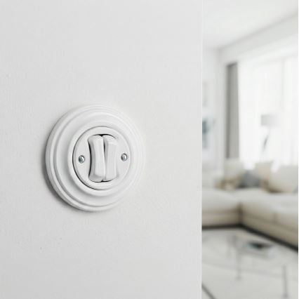 Kliklap - Retro dubultā poga ar rāmīti, sniegbalta