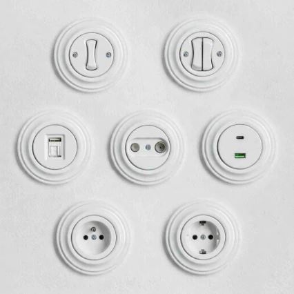 Kliklap - Retro dubultā poga ar rāmīti, sniegbalta