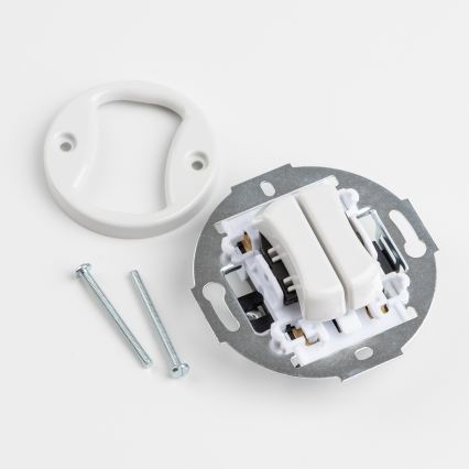 Kliklap - Retro dubultā poga bez rāmja, keramiska balta