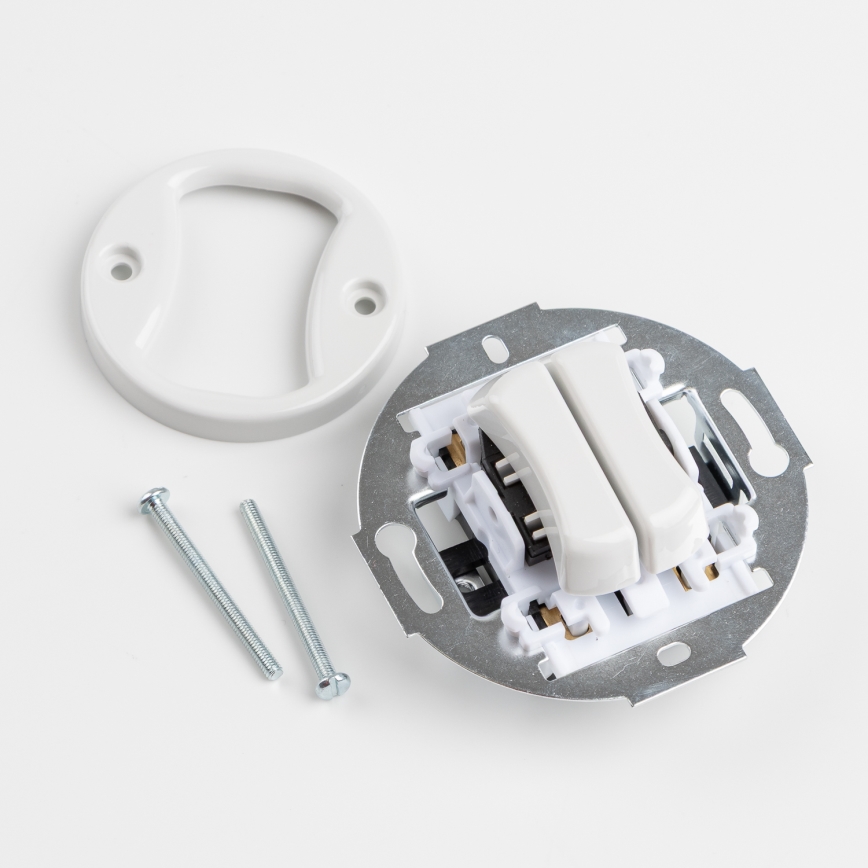 Kliklap - Retro dubultā poga bez rāmja, keramiska balta