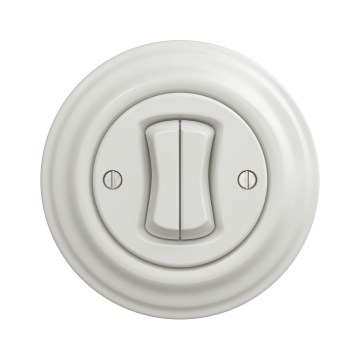 Kliklap - Retro dubultais kāpņu slēdzis ar rāmi Nr. 6+6, balts