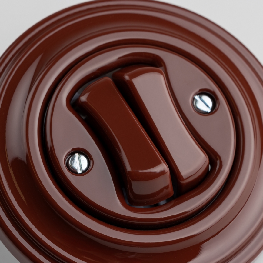 Kliklap - Retro dubultais kāpņu slēdzis ar rāmi Nr. 6+6 brūns