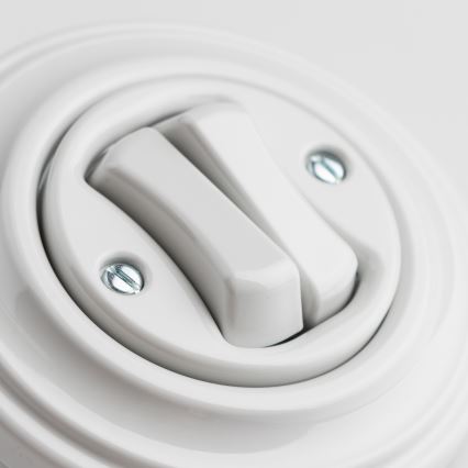 Kliklap - Retro dubultais kāpņu slēdzis ar rāmi Nr. 6+6, keramikas balts