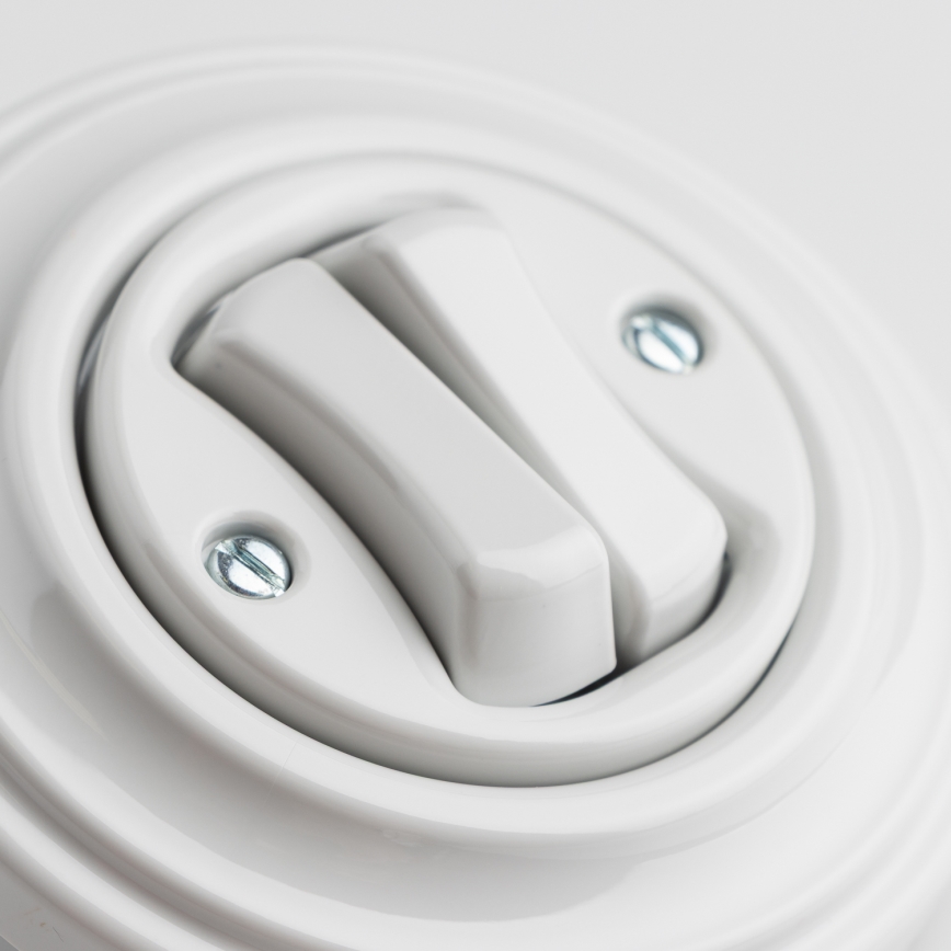 Kliklap - Retro dubultais kāpņu slēdzis ar rāmi Nr. 6+6, keramikas balts